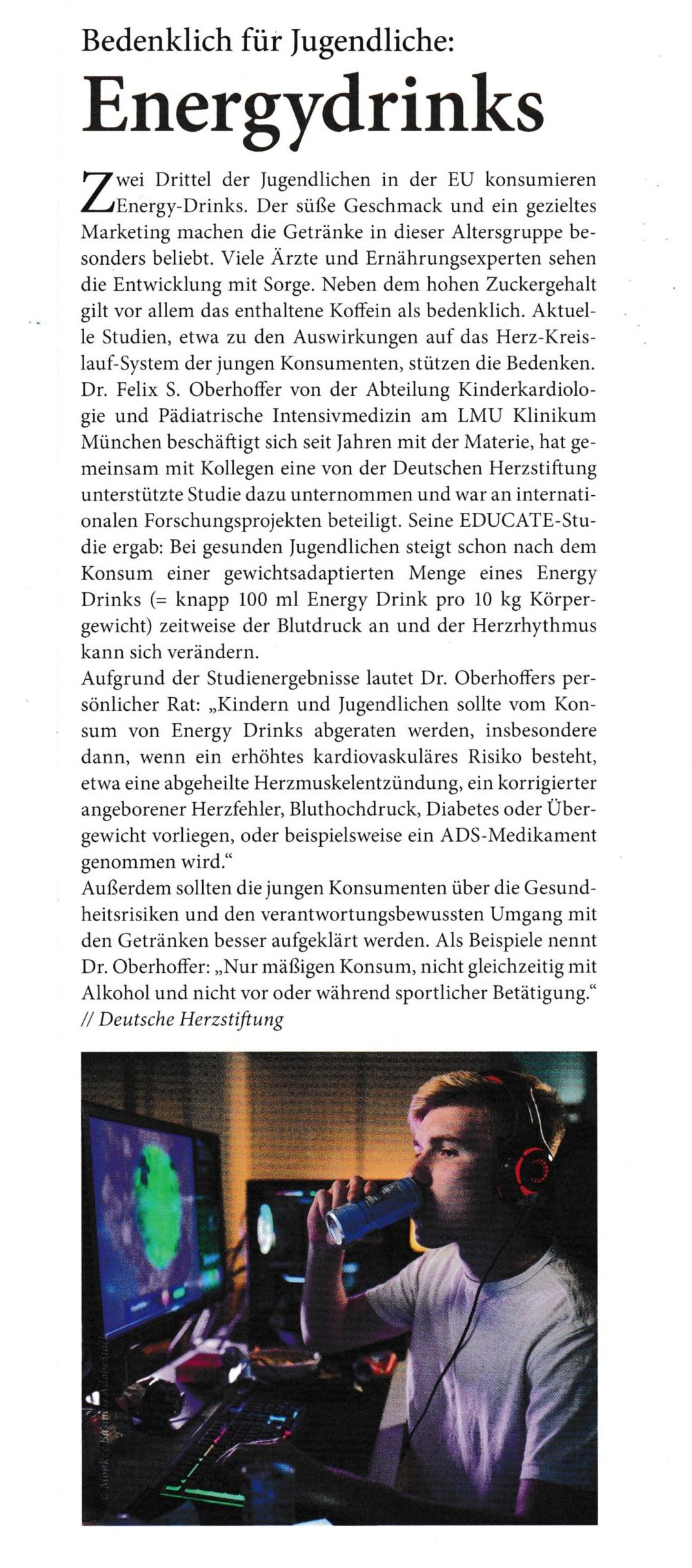 Bedenklich für Jugendliche: Energydrinks